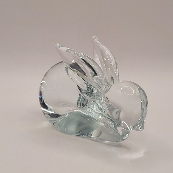 Vintage MCM Art Glass Crystal Bunny Rabbit Paperweight Figurine 4" x 3" - Picture 3 of 11